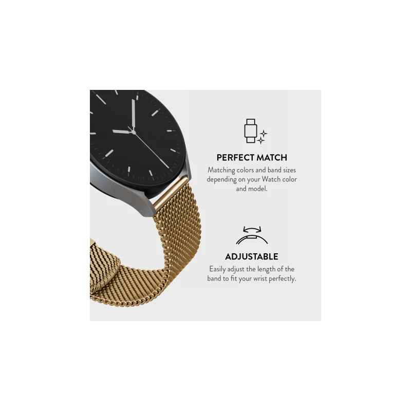 BURGA Metal Mesh Elegance - uniwersalna bransoleta do zegarka 22 mm (gold)