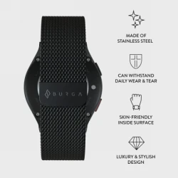 BURGA Metal Mesh Band - uniwersalna bransoleta do zegarka 20 mm (black)