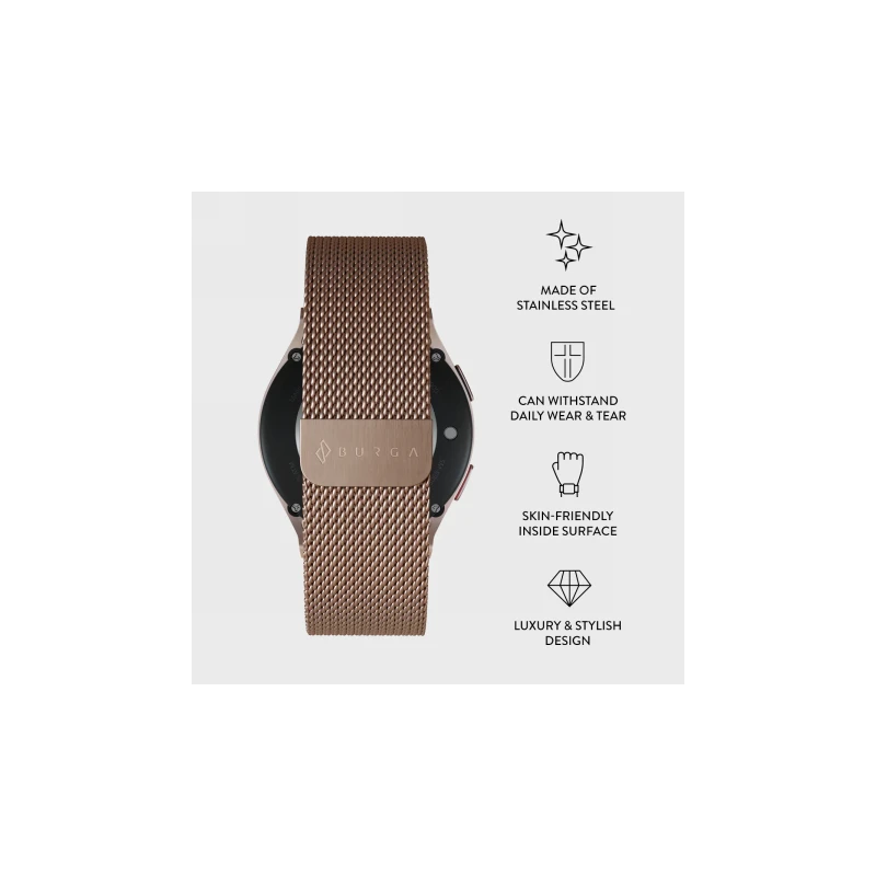 BURGA Metal Mesh Band - uniwersalna bransoleta do zegarka 20 mm (rose gold)
