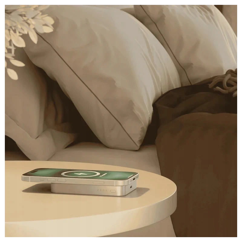 ZENS Slim Qi2 Aluminium Powerbank - magnetyczny powerbank 10000 mAh kompatybilny z MagSafe i Qi2 (white)