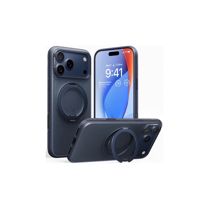 TORRAS Ostand R Fitness - etui do iPhone 17 Pro Max kompatybilne z MagSafe (midnight blue)