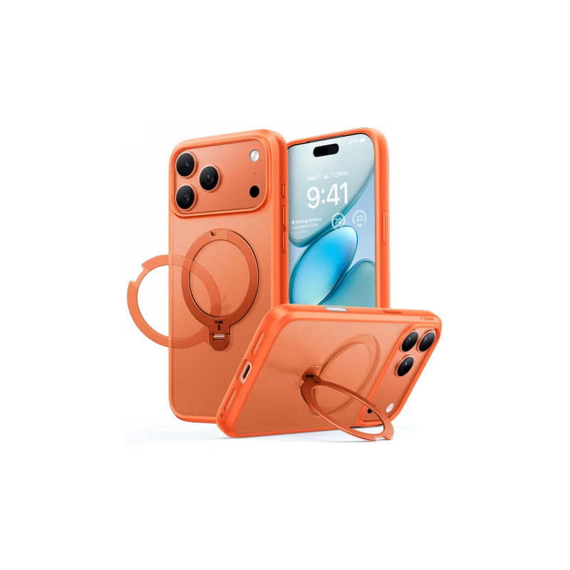 TORRAS Ostand Spin - etui do iPhone 17 Pro Max kompatybilne z MagSafe (energy orange)