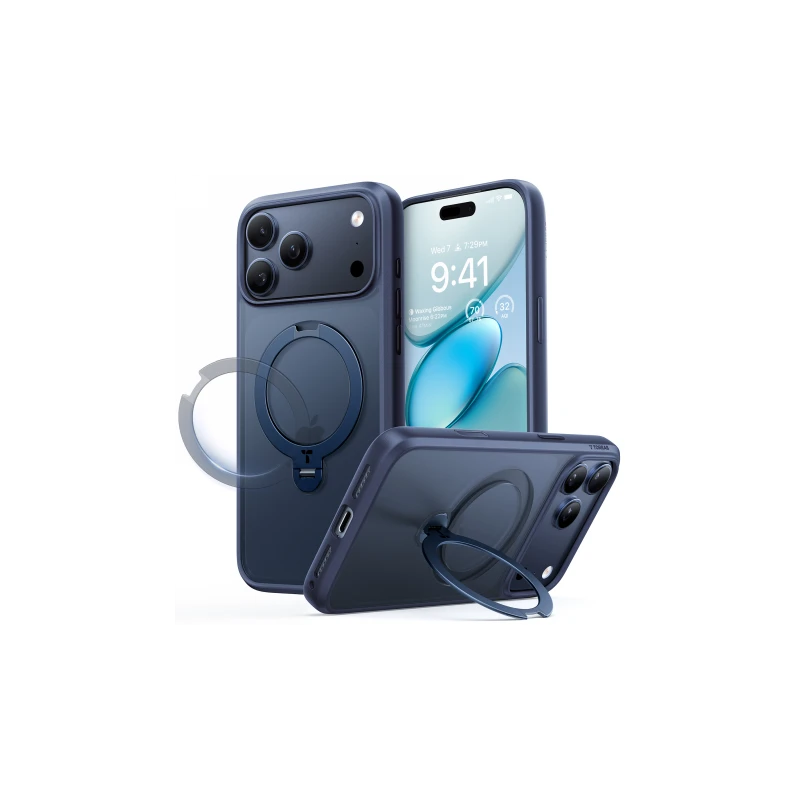 TORRAS Ostand Spin - etui do iPhone 17 Pro Max kompatybilne z MagSafe (midnight blue)