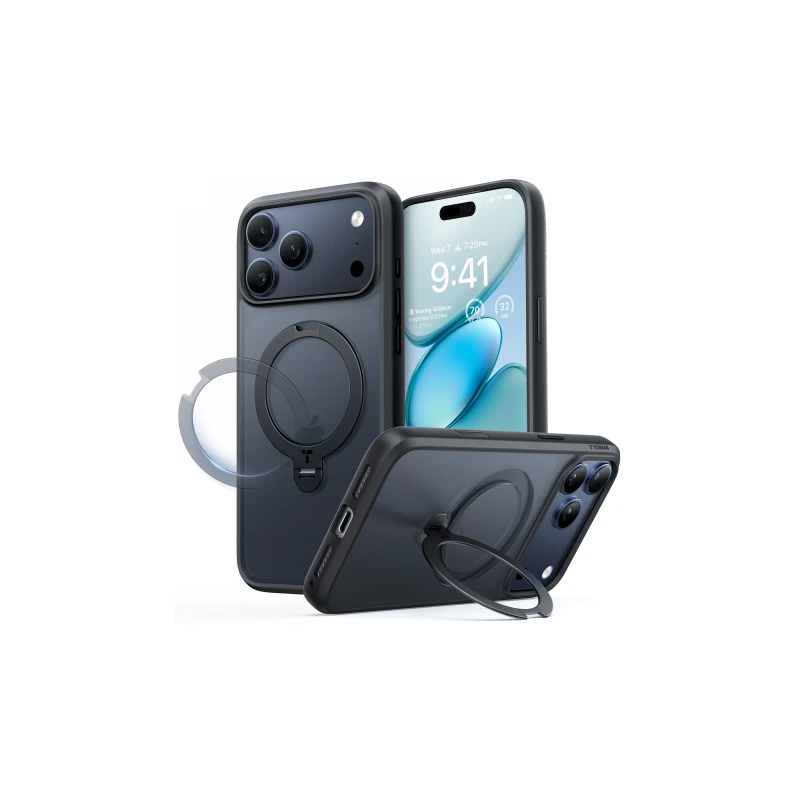 TORRAS Ostand Spin - etui do iPhone 17 Pro Max kompatybilne z MagSafe (black)