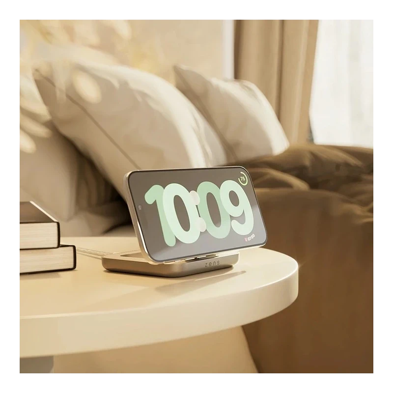 Zens Magnetic Nightstand Charger - magnetyczna ładowarka Qi2 15W biała