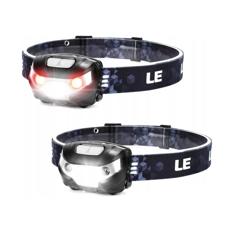 Lepro Head Torch 2 Pack wodoszczelne lampki czołowe zasilane bateriami IPX6