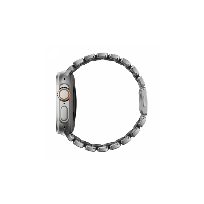 NOMAD Stratos Band - tytanowa bransoleta do Apple Watch 49mm z FKM (natural titanium, icy blue glow FKM)