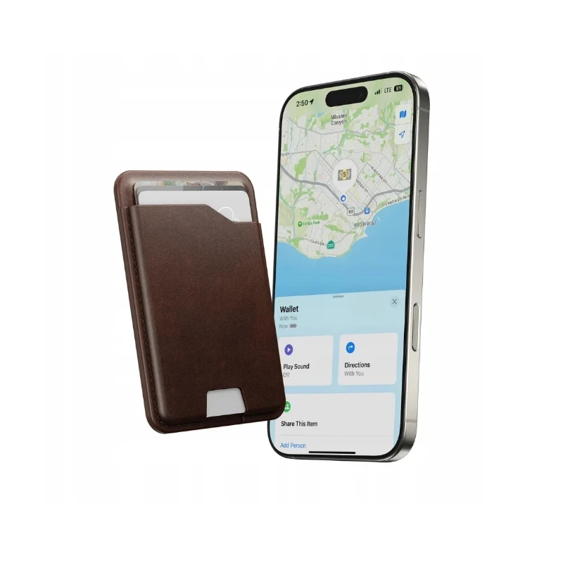 NOMAD Leather Mag Wallet - skórzany portfel kompatybilny z MagSafe oraz Apple Find My, skóra Horween (rustic brown)