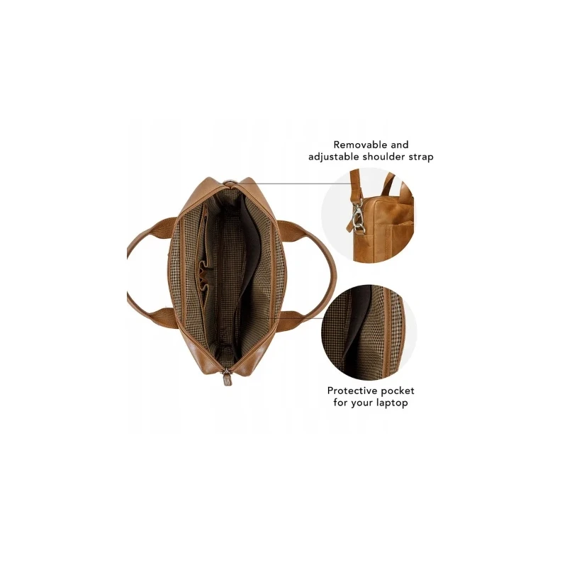 dbramante1928 Amalienborg - skórzana torba z paskiem na ramię oraz kieszenią na laptop 15" (tan)
