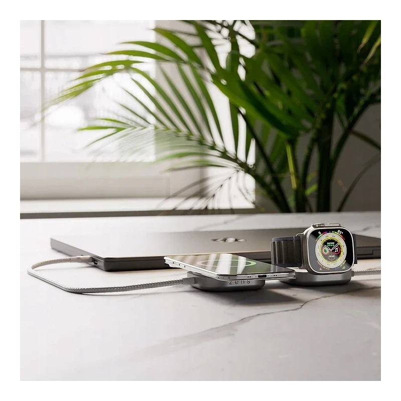 ZENS Charging Cable USB C-C Pro 3 - bezprzewodowy magnetyczny kabel USB-C–USB-C Qi2 15 W, z możliwością ładowania 3 urządzeń jed