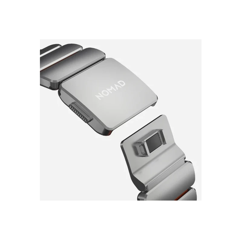 NOMAD Stratos Band - tytanowa bransoleta do Apple Watch 49mm z FKM (natural titanium, ultra orange FKM)