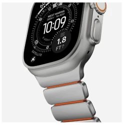 NOMAD elegancka mocna tytanowa bransoleta Apple Watch, Ultra, SE orange FKM (natural titanium, ultra orange FKM)