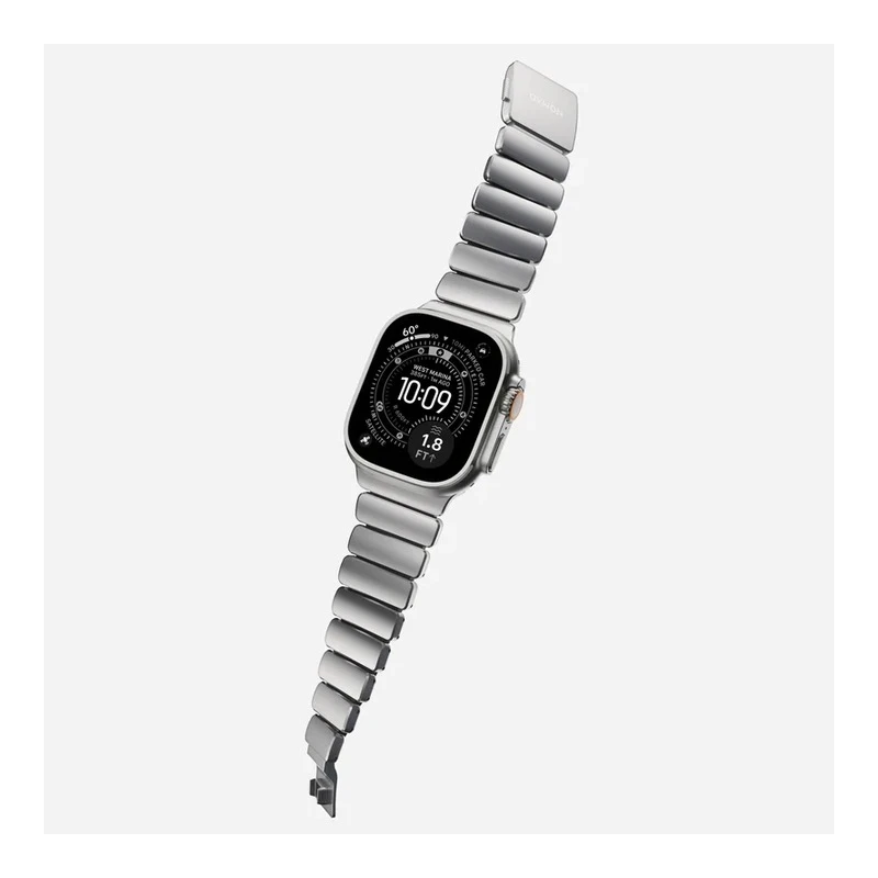 NOMAD elegancka mocna tytanowa bransoleta Apple Watch, Ultra, SE black FKM (natural titanium, black FKM)