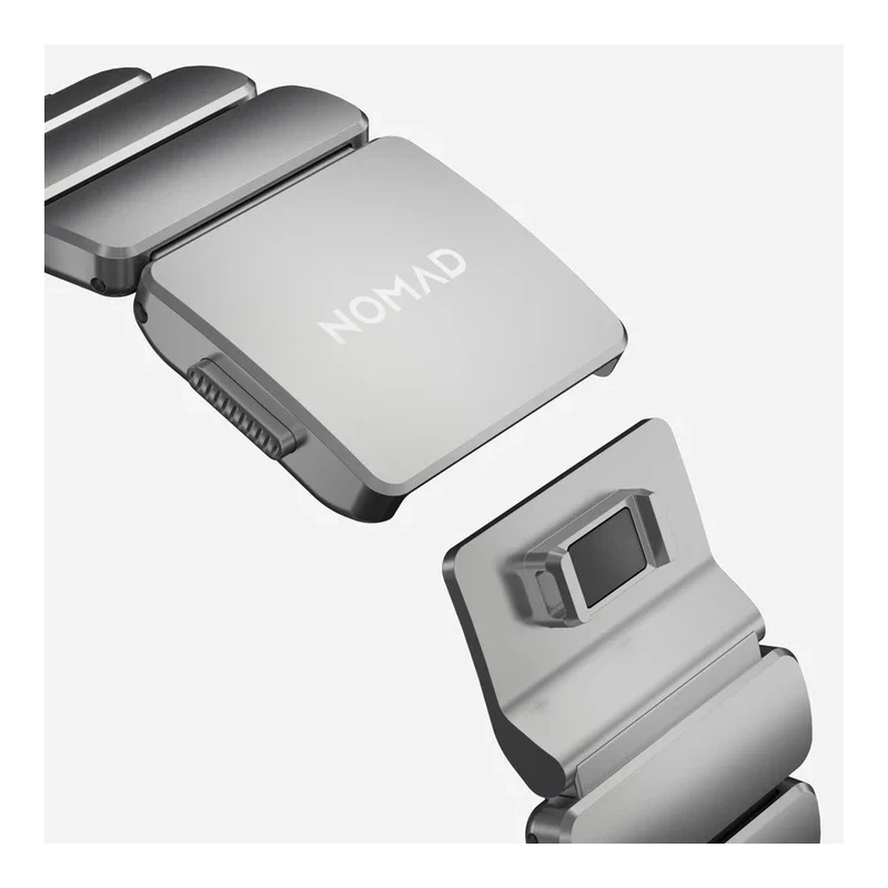 NOMAD elegancka mocna tytanowa bransoleta Apple Watch, Ultra, SE black FKM (natural titanium, black FKM)