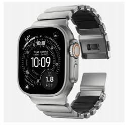NOMAD elegancka mocna tytanowa bransoleta Apple Watch, Ultra, SE black FKM (natural titanium, black FKM)