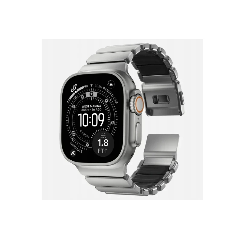 NOMAD elegancka mocna tytanowa bransoleta Apple Watch, Ultra, SE black FKM (natural titanium, black FKM)