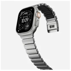 NOMAD elegancka mocna tytanowa bransoleta Apple Watch, Ultra, SE black FKM (natural titanium, black FKM)