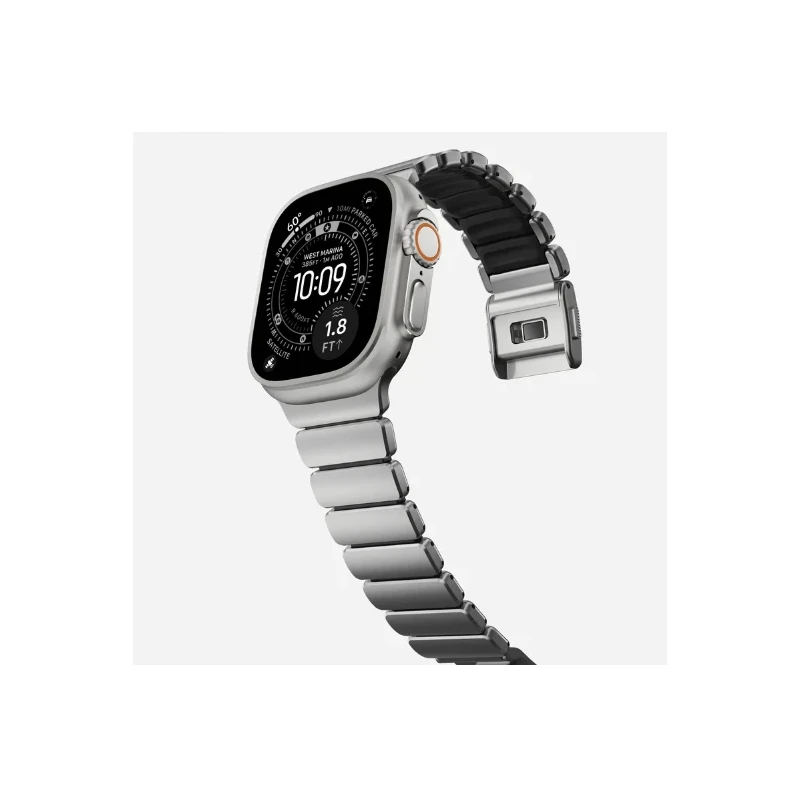 NOMAD elegancka mocna tytanowa bransoleta Apple Watch, Ultra, SE black FKM (natural titanium, black FKM)