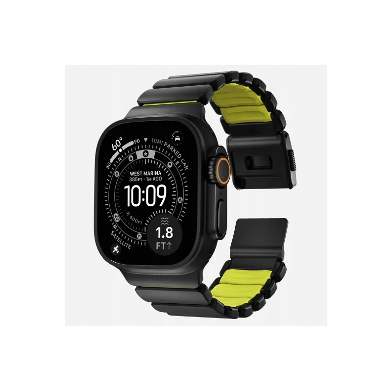 NOMAD Stratos Band - tytanowa bransoleta do Apple Watch 49mm z FKM (black titanium, volt FKM)