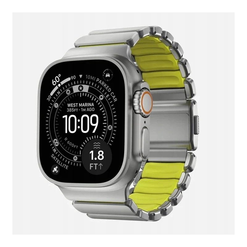 NOMAD Stratos Band - tytanowa bransoleta do Apple Watch 49mm z FKM (natural titanium, volt FKM)