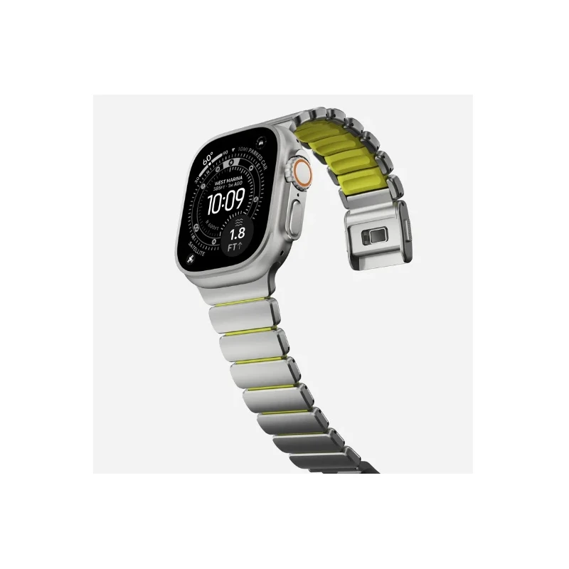 NOMAD Stratos Band - tytanowa bransoleta do Apple Watch 49mm z FKM (natural titanium, volt FKM)