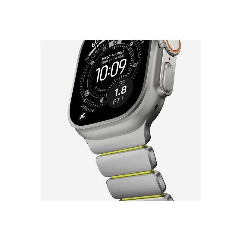 NOMAD Stratos Band - tytanowa bransoleta do Apple Watch 49mm z FKM (natural titanium, volt FKM)