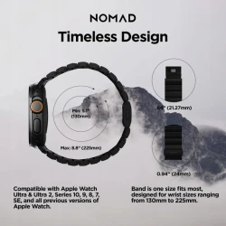 NOMAD elegancka mocna tytanowa bransoleta dla Apple Watch 49/46/45/44 stal (black hardware) V2