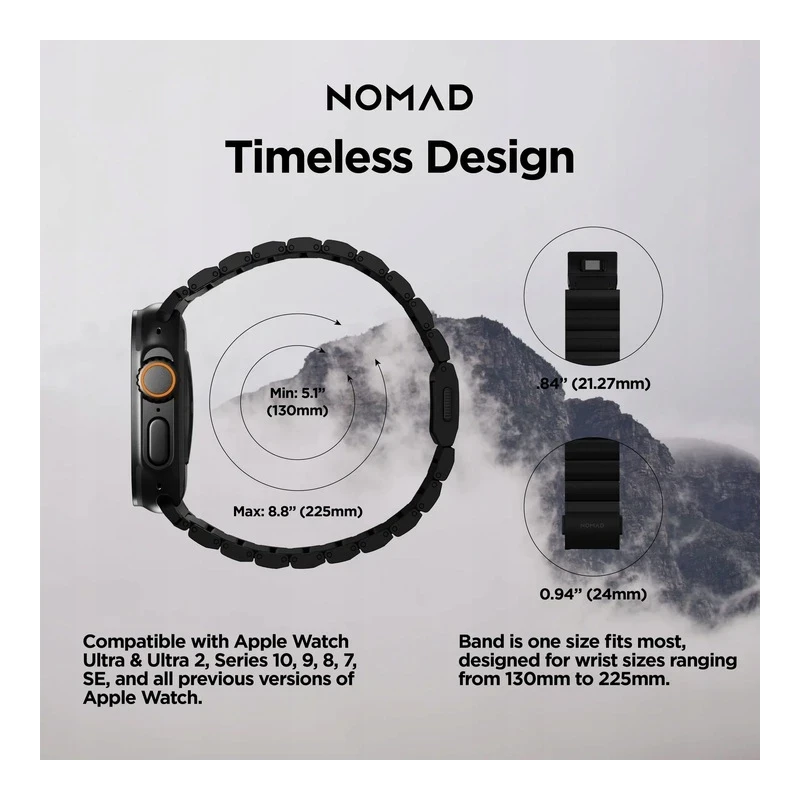 NOMAD Titanium Band - tytanowa bransoleta do Apple Watch 46mm/49mm (black hardware) V2