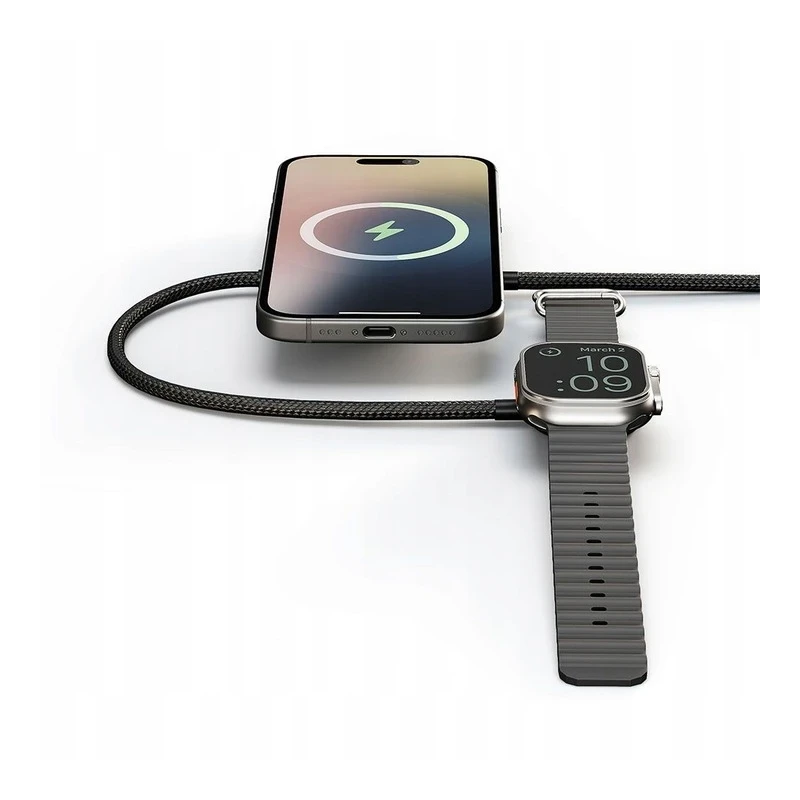 ZENS Charging Cable Pro 2 - kabel USB-C do iPhone i Apple Watch, wspiera bezprzewodowe ładowanie Qi2 15 W (black)