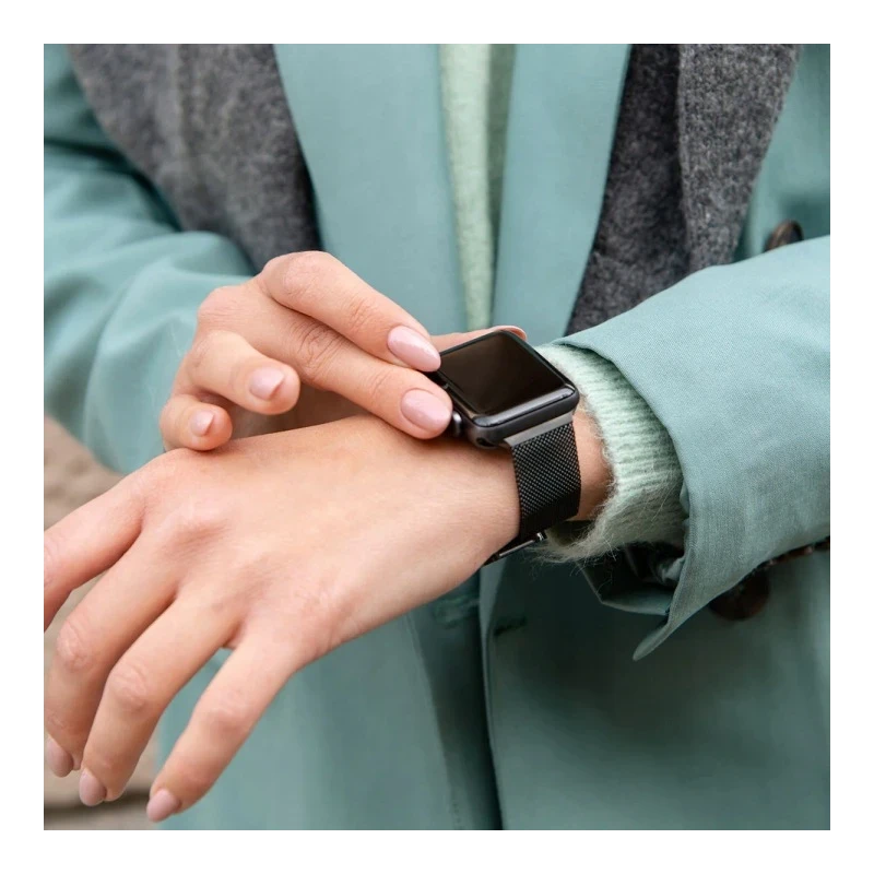 BURGA Metal Mesh Band - uniwersalna bransoleta do zegarka 22 mm (black)