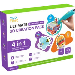 myFirst 3dPen Make Creator Kit - kreatywny zestaw 3D, zawiera długopis 3dPen Make, 3 zestawy tematyczne, 3 ruchome modele i wkła