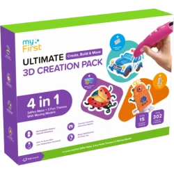 myFirst 3dPen Make Creator Kit - kreatywny zestaw 3D, zawiera długopis 3dPen Make, 3 zestawy tematyczne, 3 ruchome modele i wkła