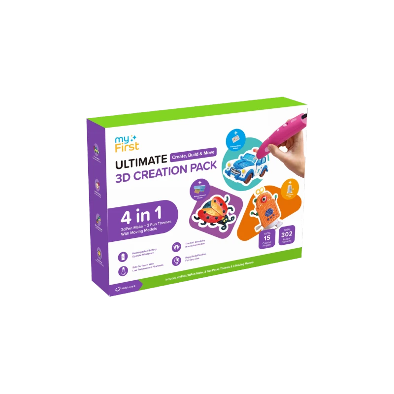 myFirst 3dPen Make Creator Kit - kreatywny zestaw 3D, zawiera długopis 3dPen Make, 3 zestawy tematyczne, 3 ruchome modele i wkła