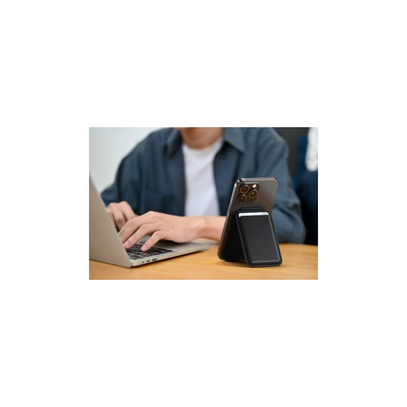 Satechi Vegan-Leather Wallet Stand portfel i podstawka iPhone skóra MagSafe (black)