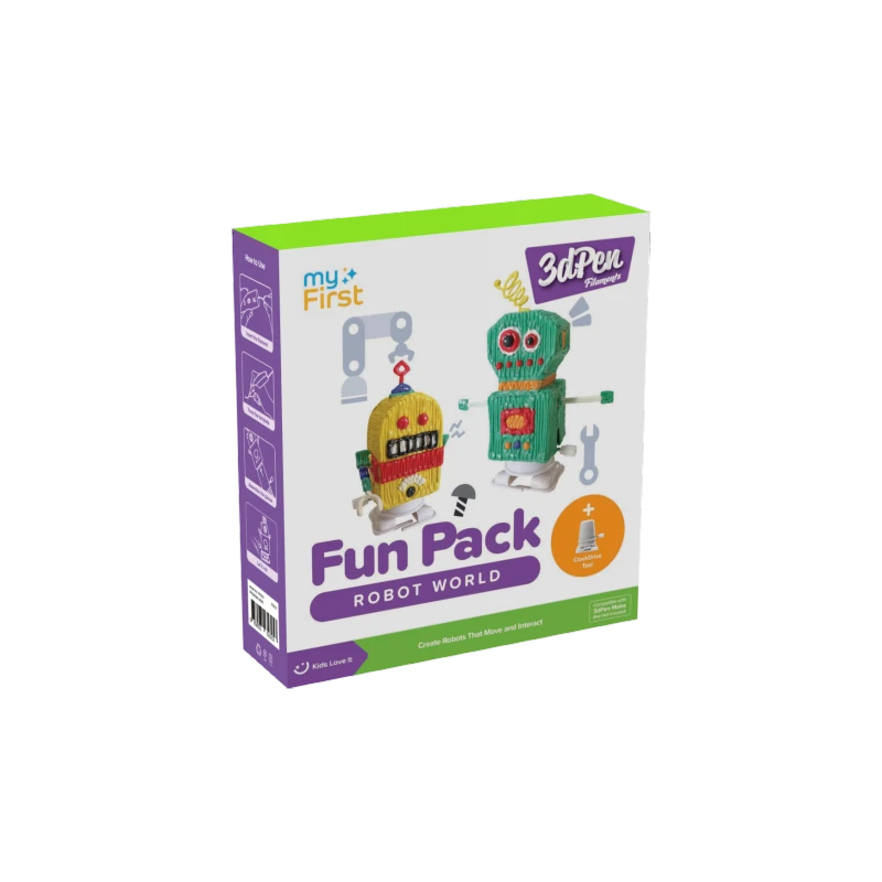 myFirst 3dPen Make Filaments Fun Pack - zestaw kreatywny do długopisu 3dPen, zawiera 5 szablonów, 12 wkładów PCL (25 m), nakręca