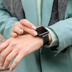 BURGA Metal Mesh elegancka bransoleta Mediolańska Apple Watch 42/44mm (black)