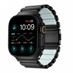 NOMAD Stratos Band - tytanowa bransoleta do Apple Watch 49mm z FKM (black titanium, icy blue glow FKM)