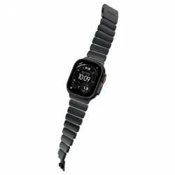 NOMAD Stratos Band - tytanowa bransoleta do Apple Watch 49mm z FKM (black titanium, icy blue glow FKM)