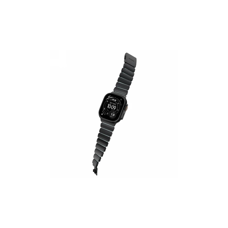 NOMAD Stratos Band - tytanowa bransoleta do Apple Watch 49mm z FKM (black titanium, icy blue glow FKM)