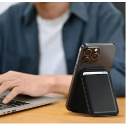 Satechi Vegan-Leather Wallet Stand portfel i podstawka iPhone skóra MagSafe (black)