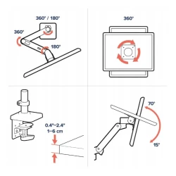 Ergotron LX PRO mocny regulowany uchwyt biurkowy na jeden monitor (biały)