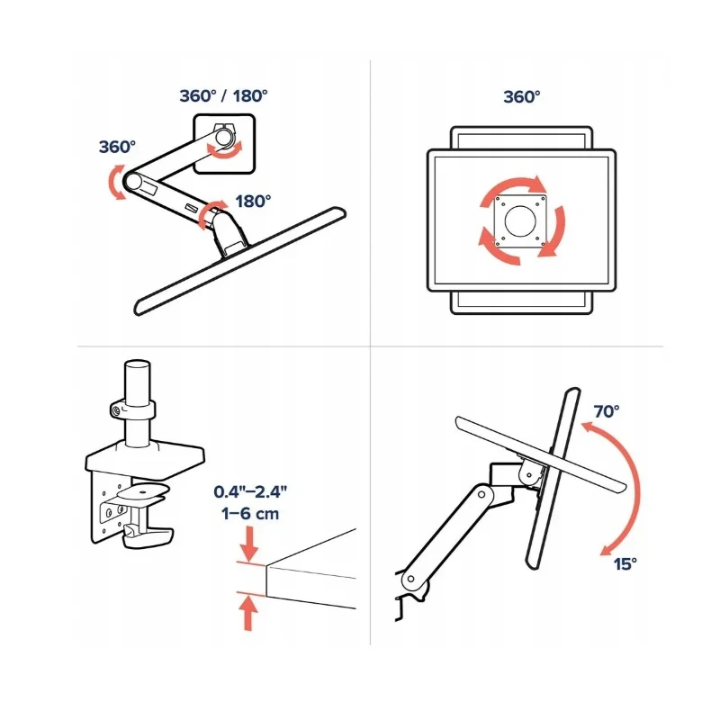Ergotron LX PRO mocny regulowany uchwyt biurkowy na jeden monitor (czarny)