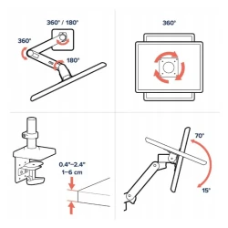 Ergotron LX PRO mocny regulowany uchwyt biurkowy na 1 monitor (ciemnoszary)