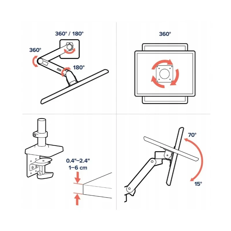 Ergotron LX PRO mocny regulowany uchwyt biurkowy na 1 monitor (ciemnoszary)