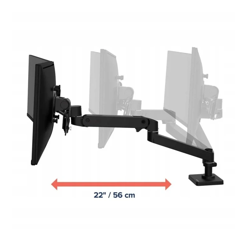Ergotron LX PRO regulowany mocny uchwyt biurkowy na dwa monitory (czarny)