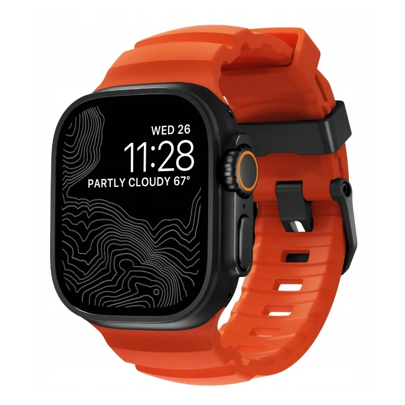 NOMAD sportowy pasek Apple Watch KFM i tytan 10/9/8/7/SE/6/5/4 49/46/45/44 (magma, black hardware)