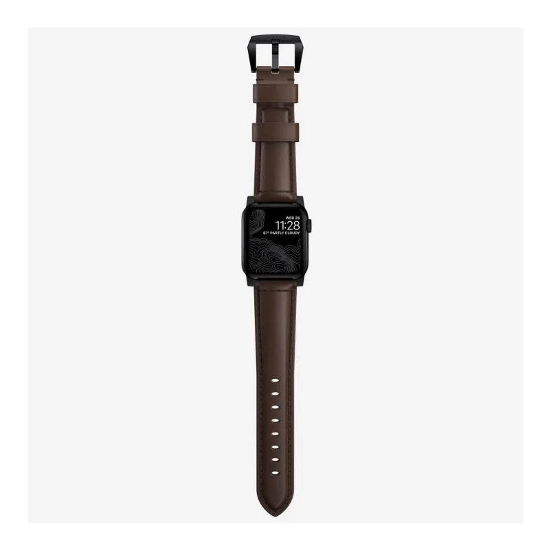 NOMAD Traditional Band skórzany pasek Apple Watch 46mm/49mm skóra Horween (rustic brown, black hardware)