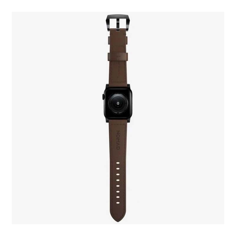NOMAD Traditional Band skórzany pasek Apple Watch 46mm/49mm skóra Horween (rustic brown, black hardware)