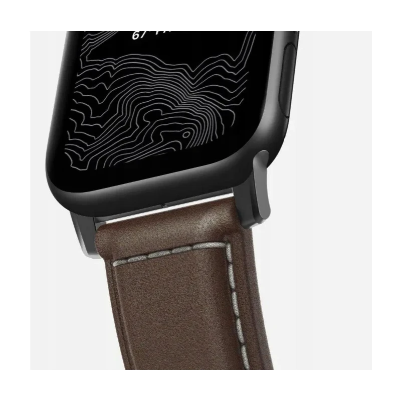 NOMAD Traditional Band skórzany pasek Apple Watch 46mm/49mm skóra Horween (rustic brown, black hardware)