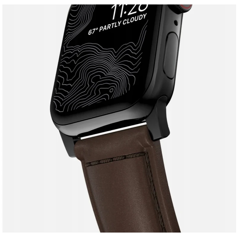 NOMAD Traditional Band skórzany pasek Apple Watch 46mm/49mm skóra Horween (rustic brown, black hardware)